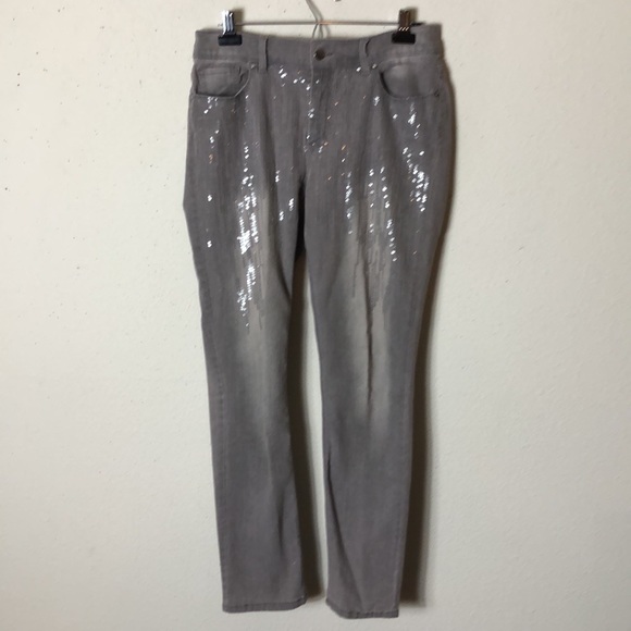 Gray jean jacket with matching jeans by Chico’s Platinum size 1 =M - Picture 5 of 12